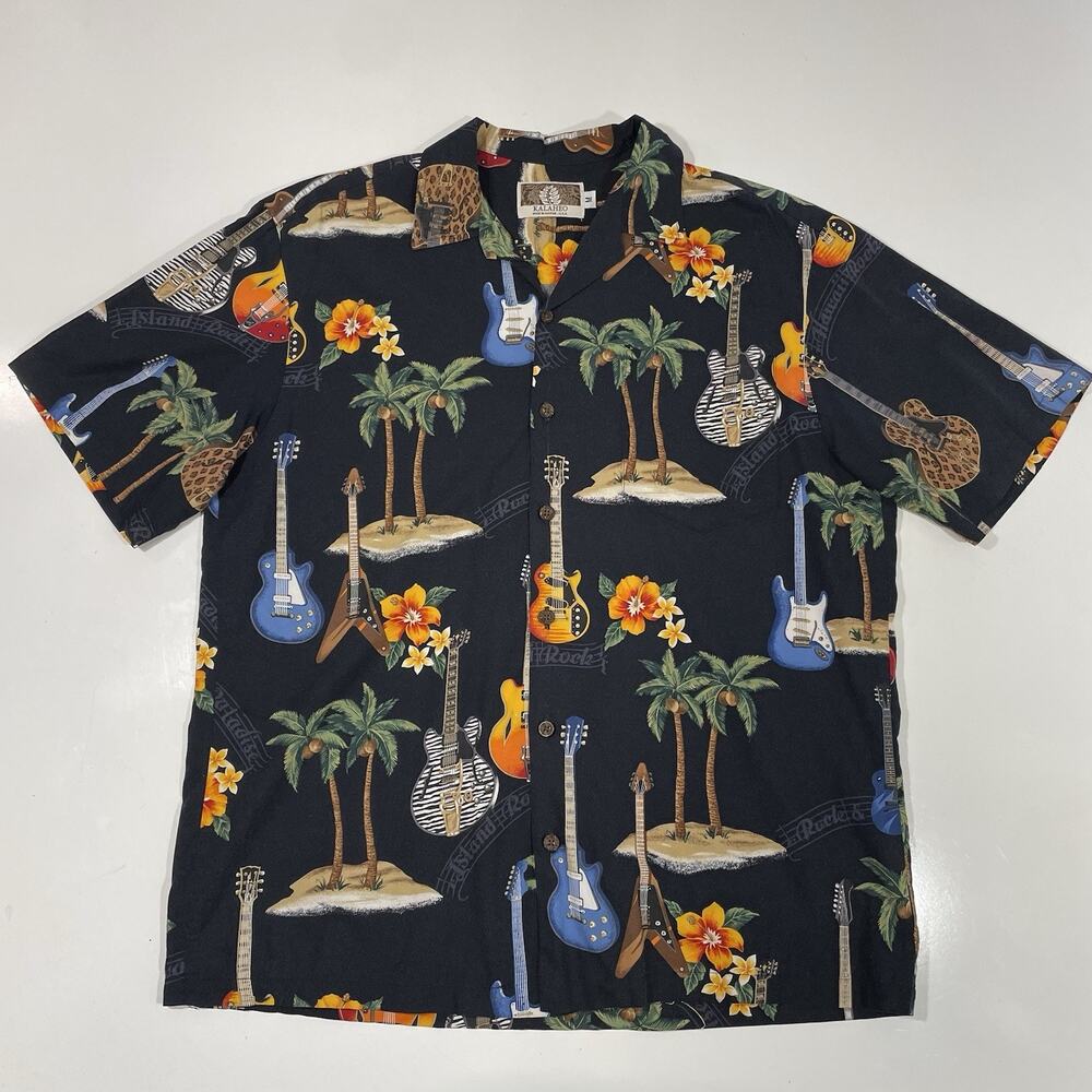 Kalaheo Men's Guitar Hawaii Rock Hawaiian Short Sleeve Shirt Medium USA